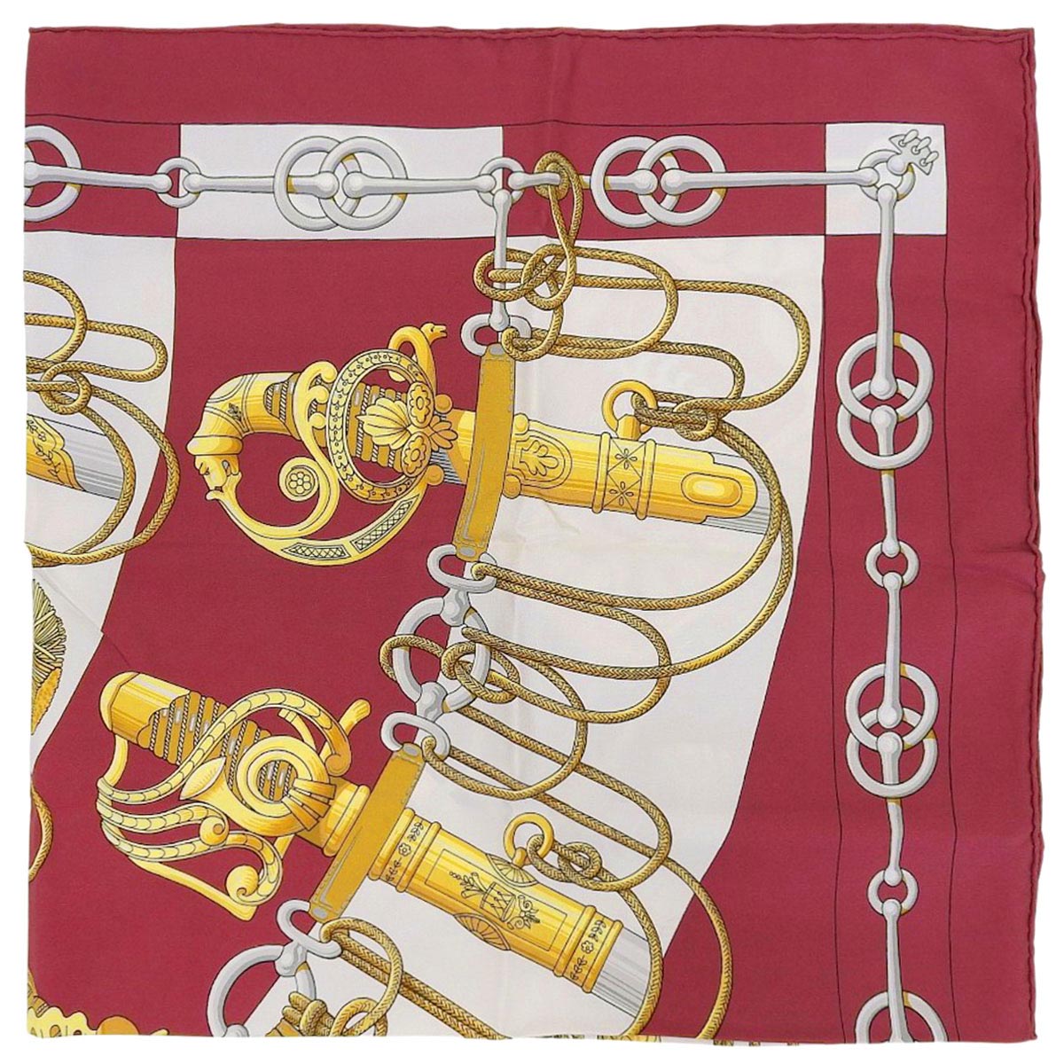 Carré 90 Cliquetis Scarf Bordeaux/White