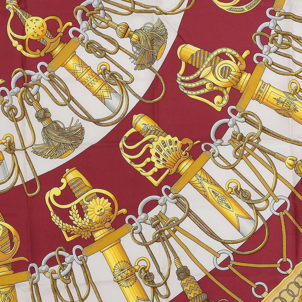 Carré 90 Cliquetis Scarf Bordeaux/White