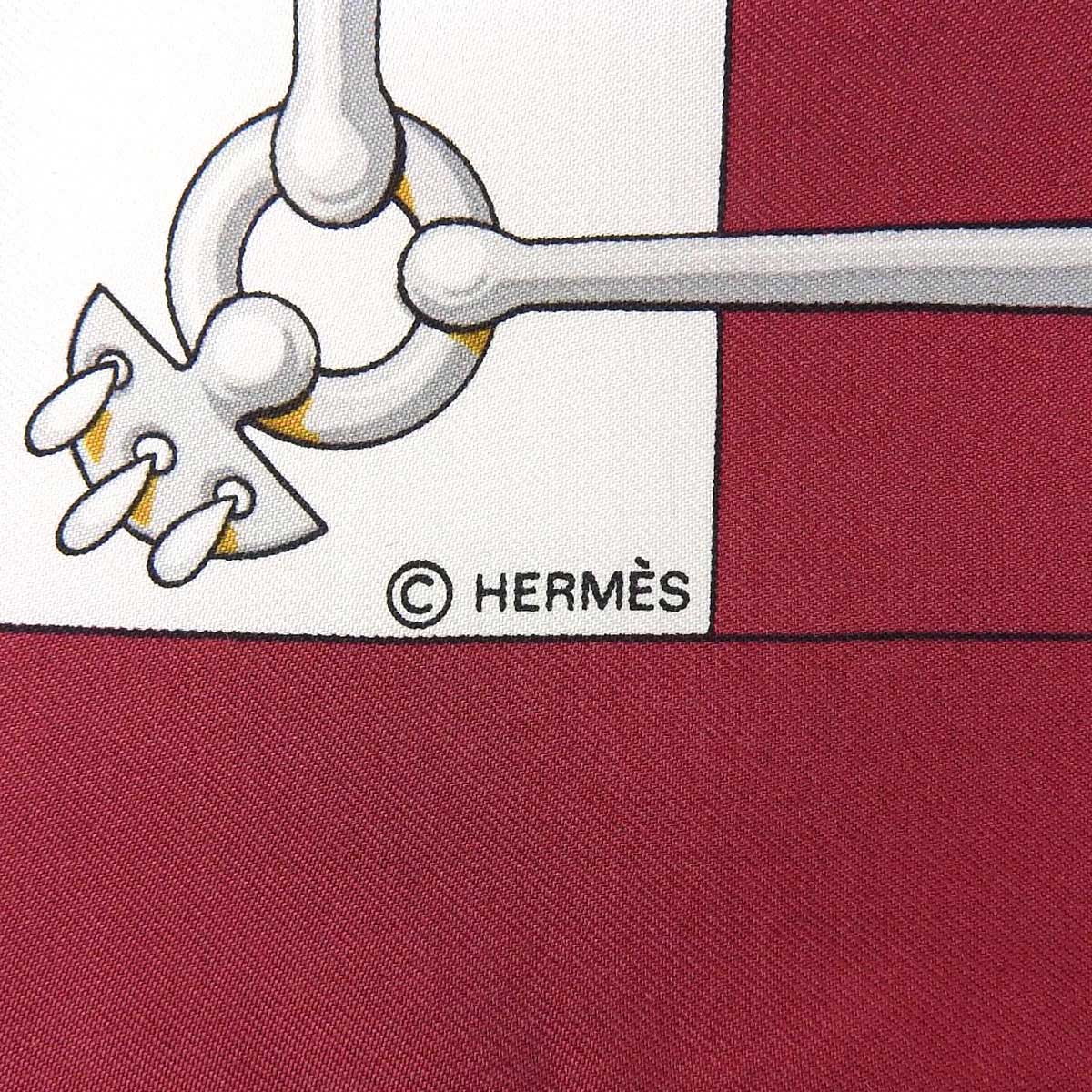 Carré 90 Cliquetis Scarf Bordeaux/White
