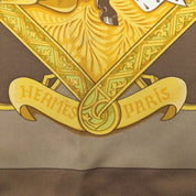カレ90 LA VIE A CHEVALスカーフ ブラウン/イエロー/グリーン