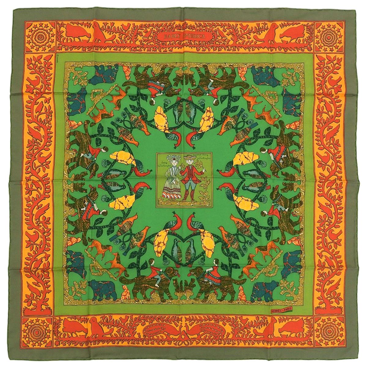 Carré 90 Early America Scarf Green/Multi