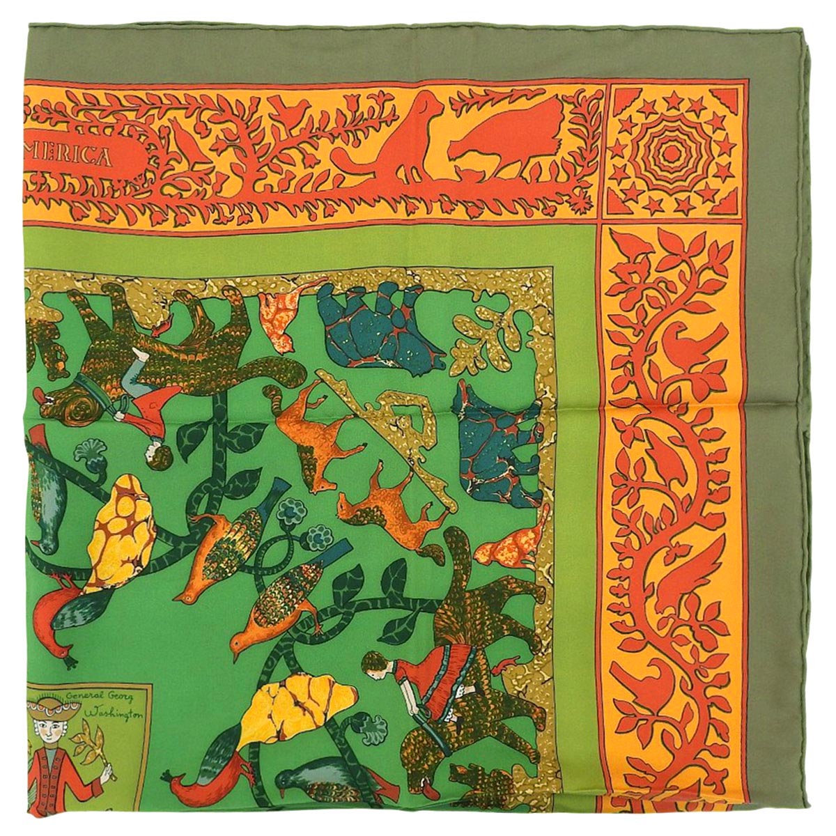 Carré 90 Early America Scarf Green/Multi