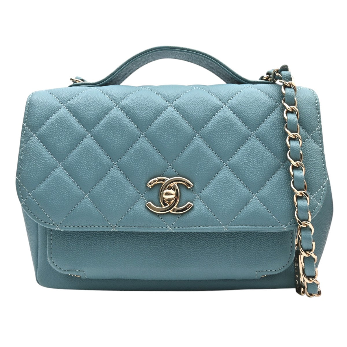 2019 Matelasse Stitch CC Turn-Lock 2-Way Bag, Light Blue