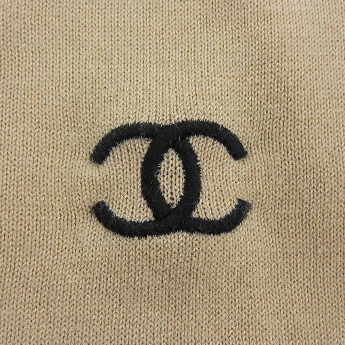 2003年製 バイカラーCCマーク刺繍カーディガン #42 ベージュ/ブラック