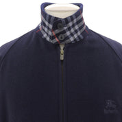 Nova Check Lining Stand Collar Zip-Up Blouson #L Navy