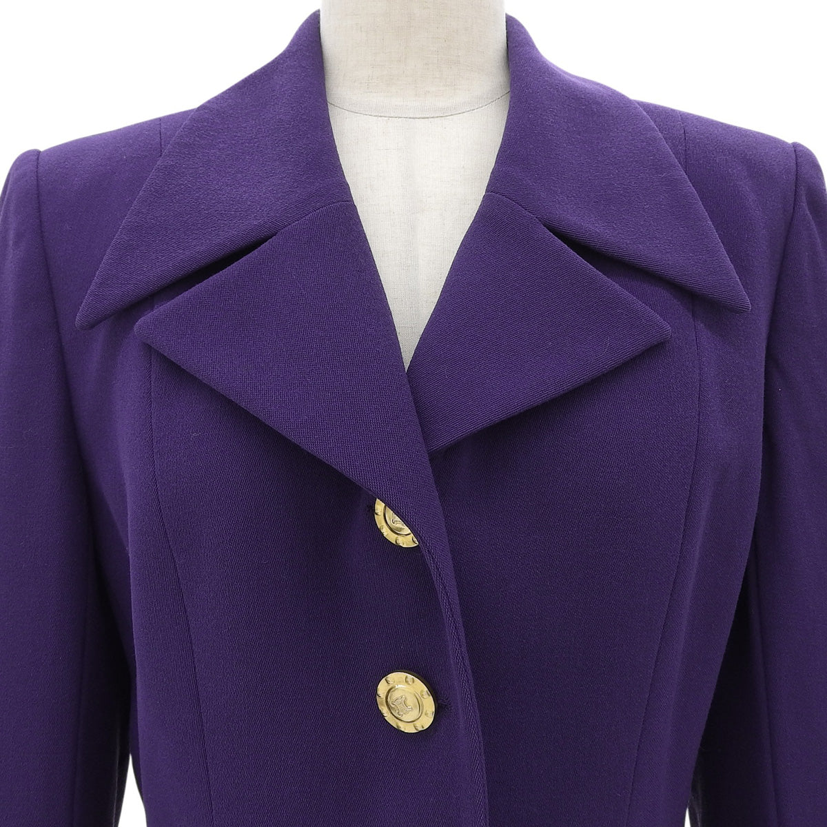 Wool Macadam Button Jacket #39 Purple
