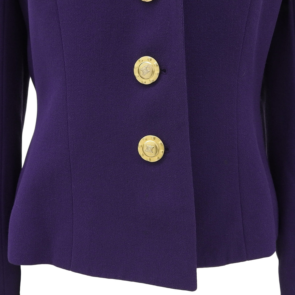 Wool Macadam Button Jacket #39 Purple