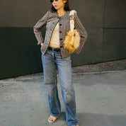 Wool Stripe Pattern Jacket #7 Gray/Black/Red