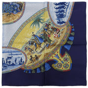 カレ90 Cavaliers Peulsスカーフ ネイビー/イエロー/ライトブルー