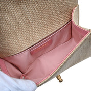 2019 Raffia Chevron Stitch Boy Chanel Chain Shoulder Bag Beige/Pink