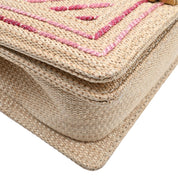 2019 Raffia Chevron Stitch Boy Chanel Chain Shoulder Bag Beige/Pink
