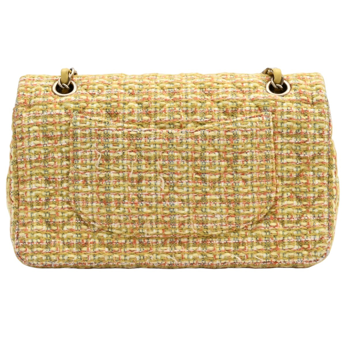 Circa 2014 Tweed Classic Flap Chain Bag 25cm Light Green/Multi-color