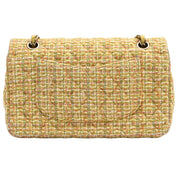 Circa 2014 Tweed Classic Flap Chain Bag 25cm Light Green/Multi-color