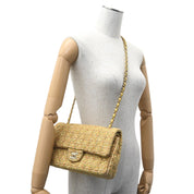 Circa 2014 Tweed Classic Flap Chain Bag 25cm Light Green/Multi-color