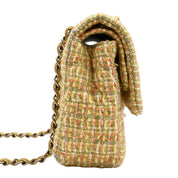 Circa 2014 Tweed Classic Flap Chain Bag 25cm Light Green/Multi-color