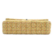 Circa 2014 Tweed Classic Flap Chain Bag 25cm Light Green/Multi-color