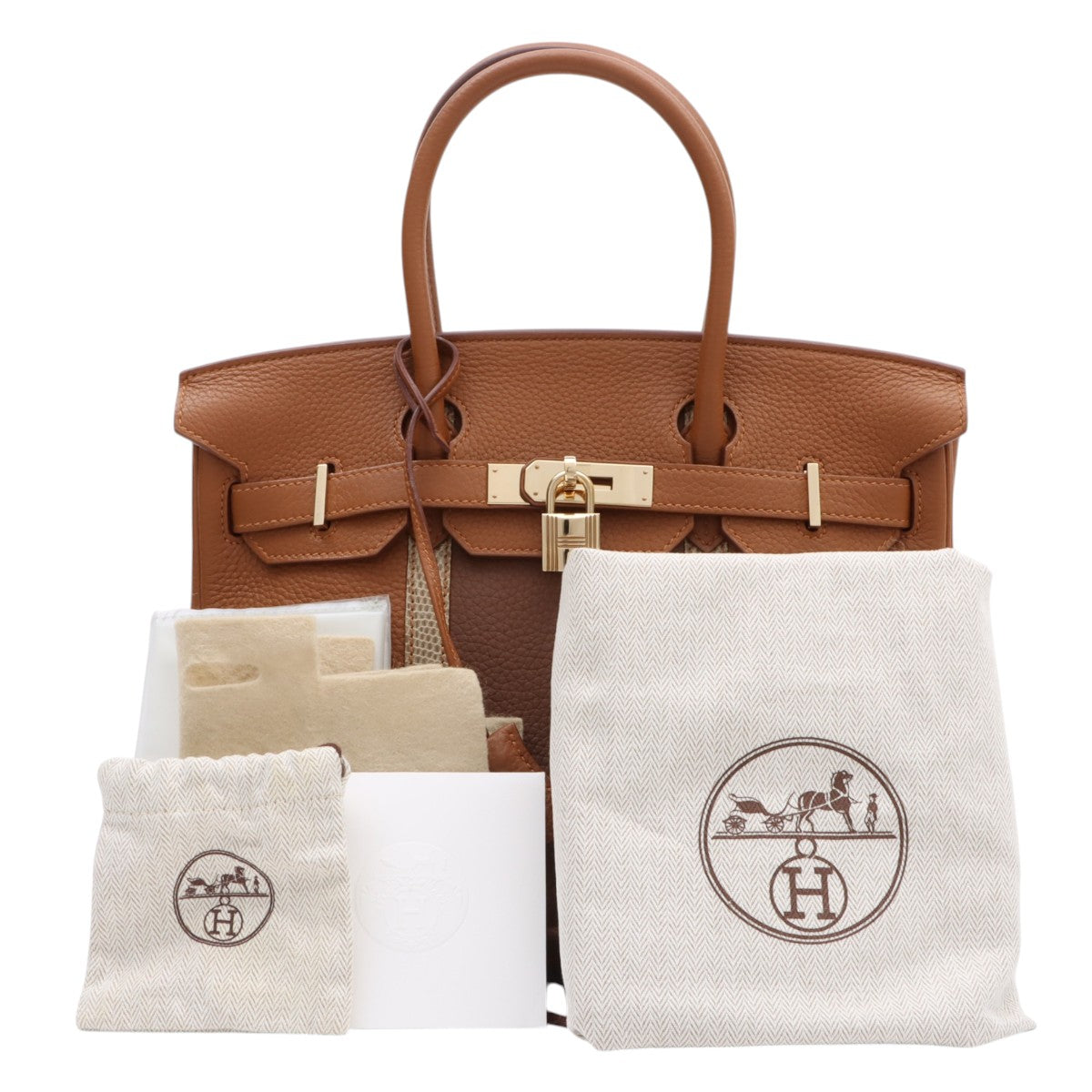 2011年款 Birkin Club 30 金色/栗子色/米白色