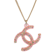 2004 Rhinestone CC Mark Necklace Gold/Pink