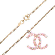 2004 Rhinestone CC Mark Necklace Gold/Pink