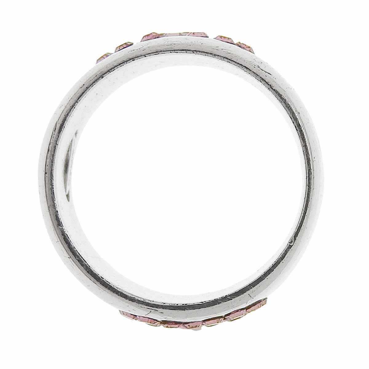 2002 Rhinestone Heart CC Mark Ring #54 Silver/Pink