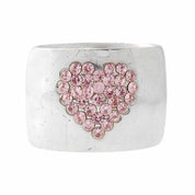 2002 Rhinestone Heart CC Mark Ring #54 Silver/Pink