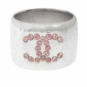 2002 Rhinestone Heart CC Mark Ring #54 Silver/Pink