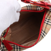 Nova Check Pattern Logo Charm Shoulder Bag Beige/Red