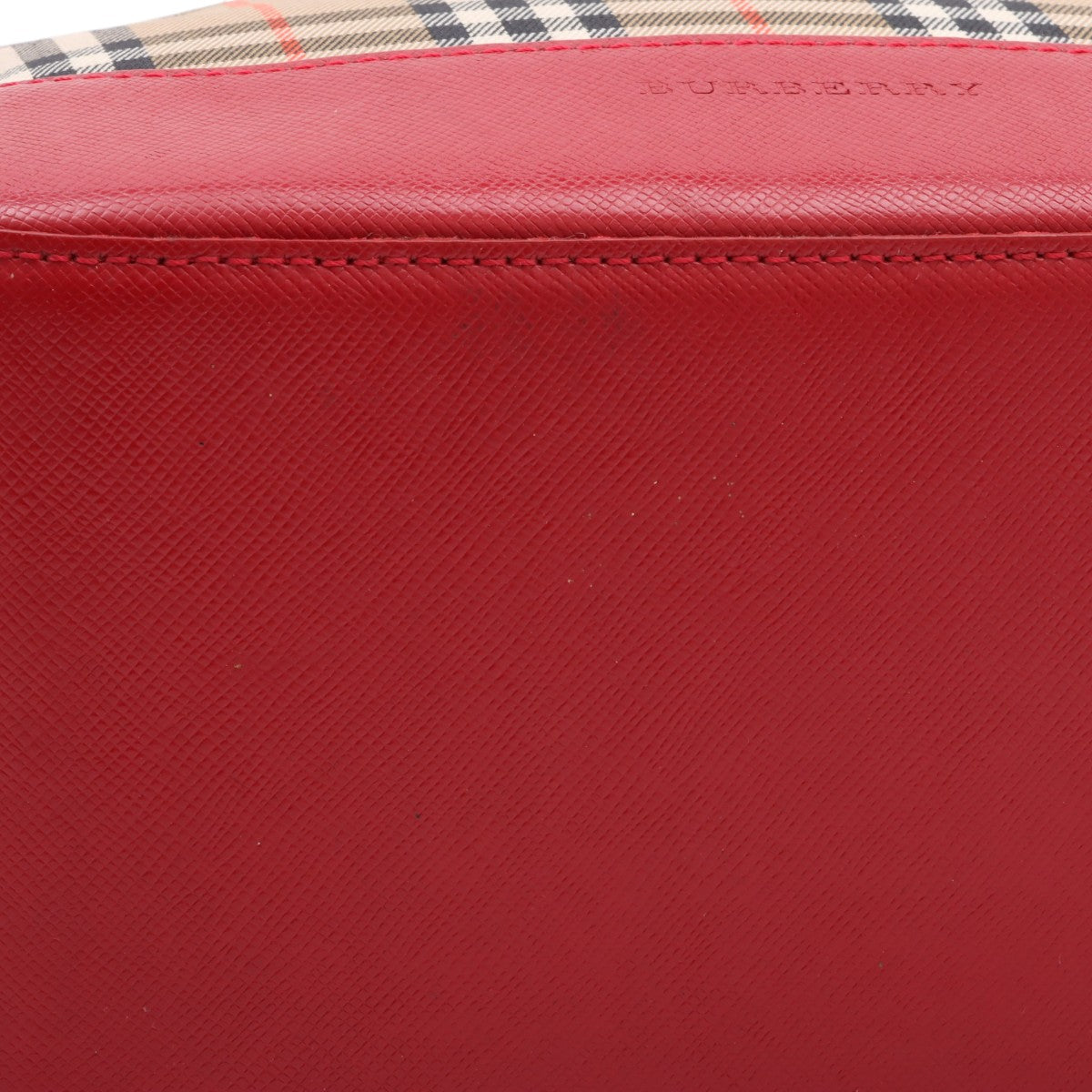 Nova Check Pattern Logo Charm Shoulder Bag Beige/Red