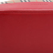 Nova Check Pattern Logo Charm Shoulder Bag Beige/Red