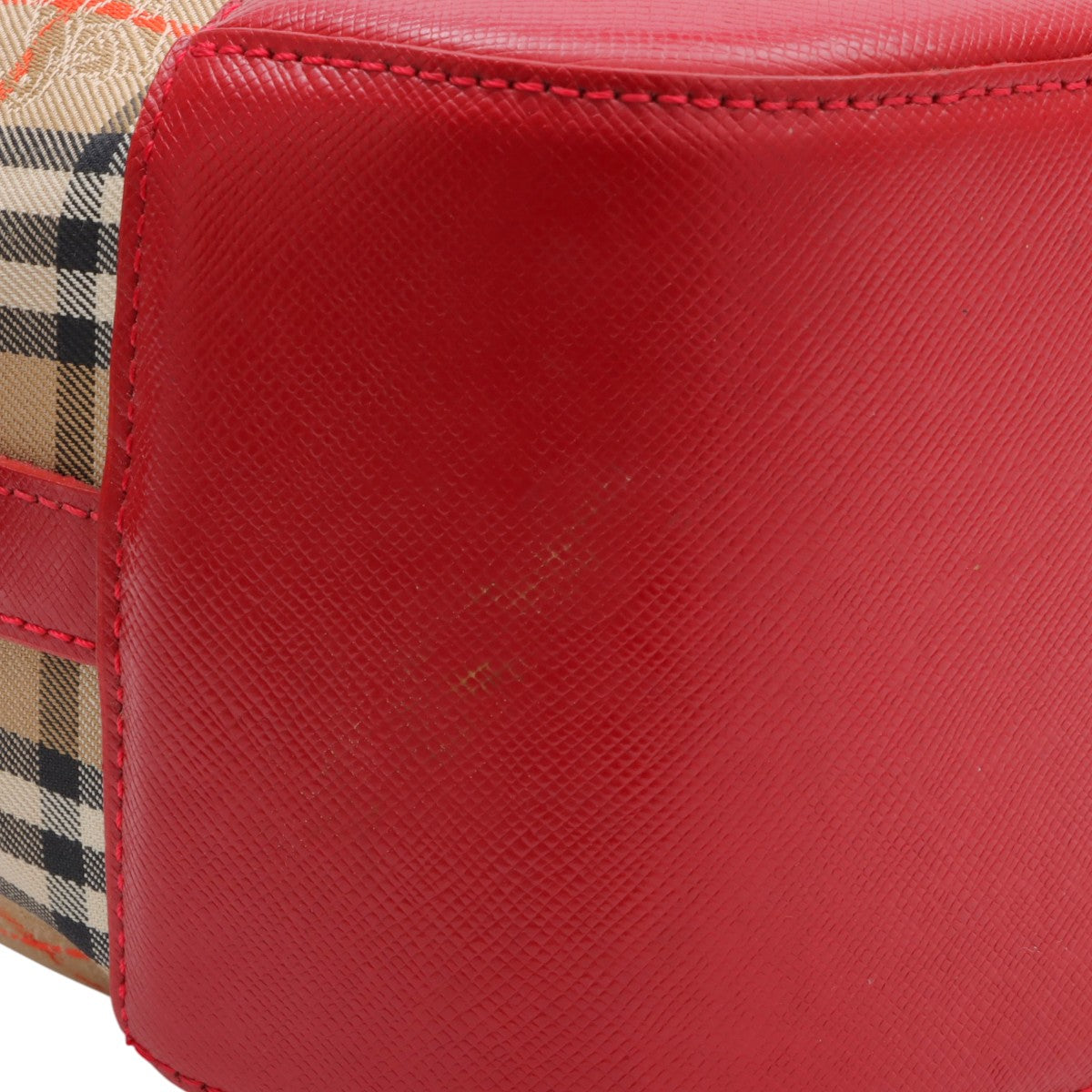 Nova Check Pattern Logo Charm Shoulder Bag Beige/Red