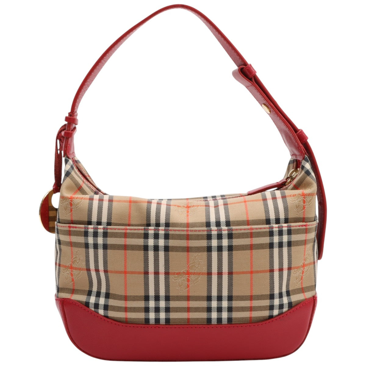 Nova Check Pattern Logo Charm Shoulder Bag Beige/Red