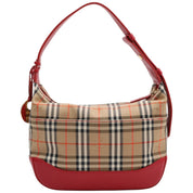 Nova Check Pattern Logo Charm Shoulder Bag Beige/Red