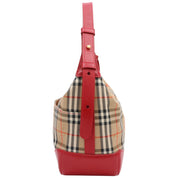 Nova Check Pattern Logo Charm Shoulder Bag Beige/Red