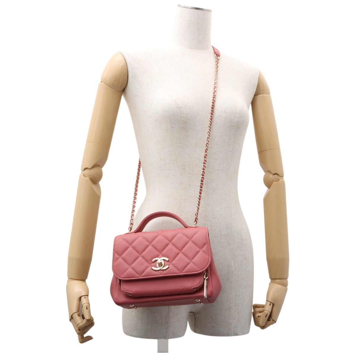 2019 Caviar Skin Business Affinity 2-Way Bag Pink