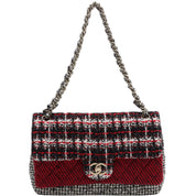 Circa 2009 Tweed CC Turnlock Chain Shoulder Bag, Red/Black/White