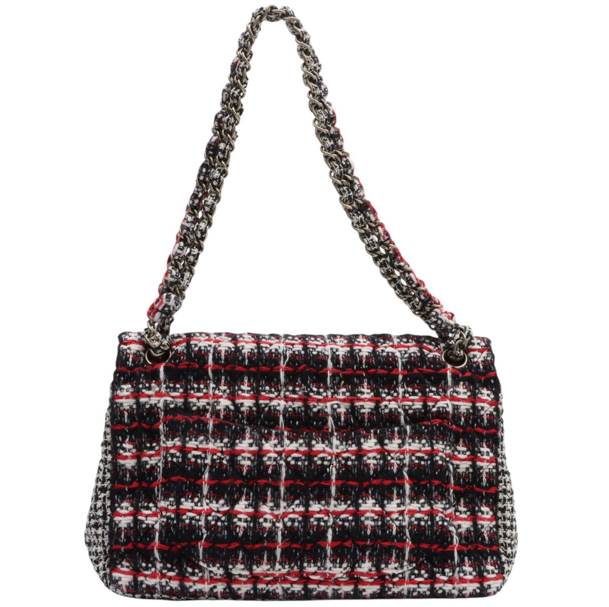 Circa 2009 Tweed CC Turnlock Chain Shoulder Bag, Red/Black/White