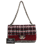 Circa 2009 Tweed CC Turnlock Chain Shoulder Bag, Red/Black/White