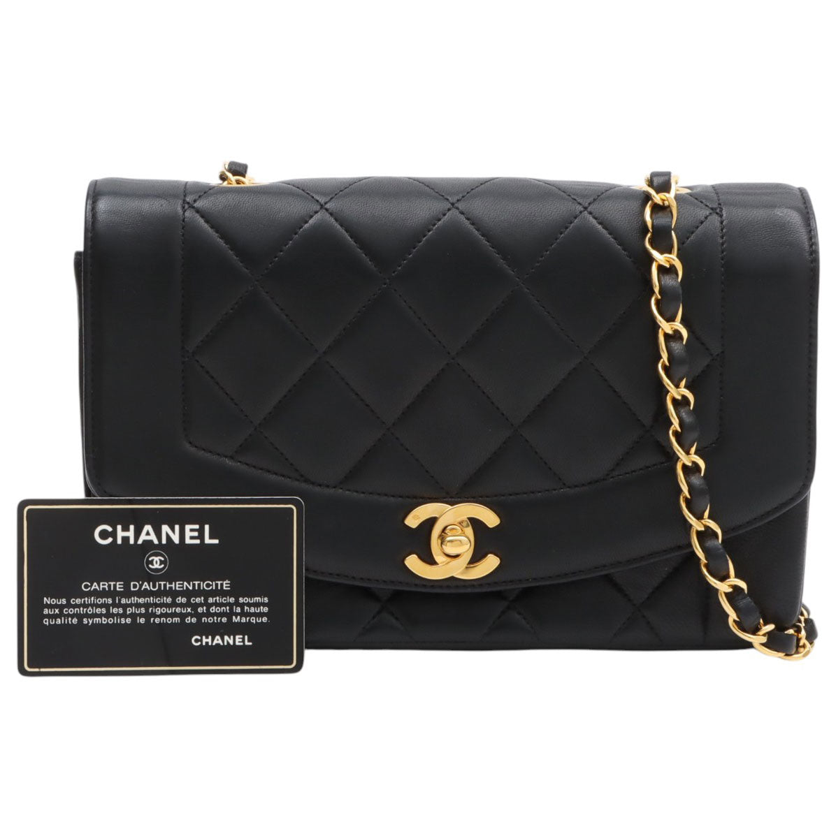 Diana Flap Chain Bag 22cm, Black (circa 1992)