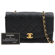 Diana Flap Chain Bag 22cm, Black (circa 1992)