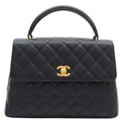 Circa 1997 Caviar Skin CC Turnlock Handbag, Black