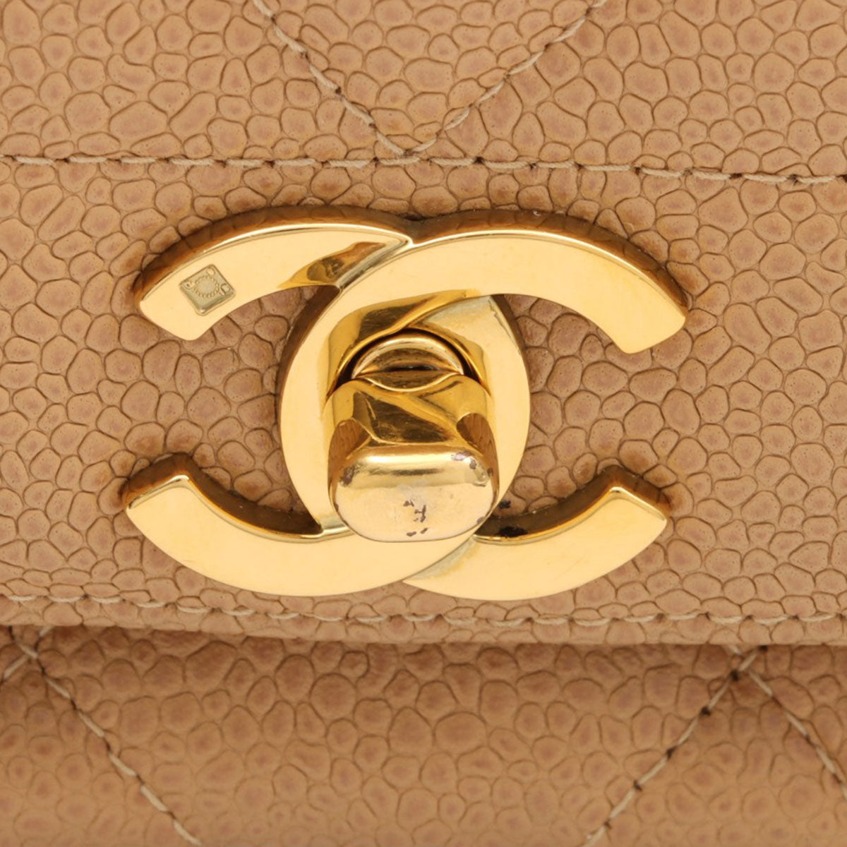 Circa 1992 Caviar Skin Diana Flap Chain Bag 25cm Beige