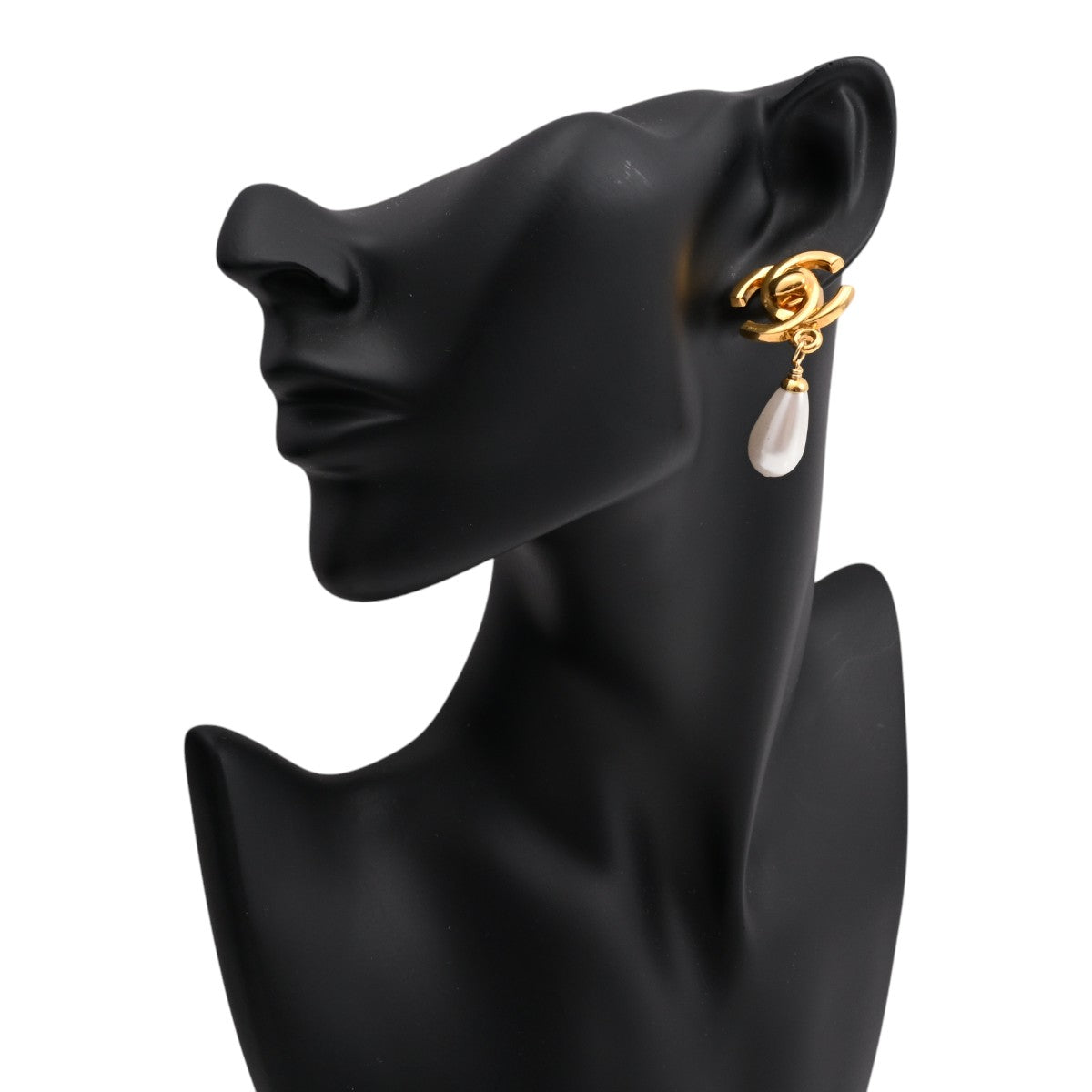 1996 CC Mark Pearl Swing Earrings Gold