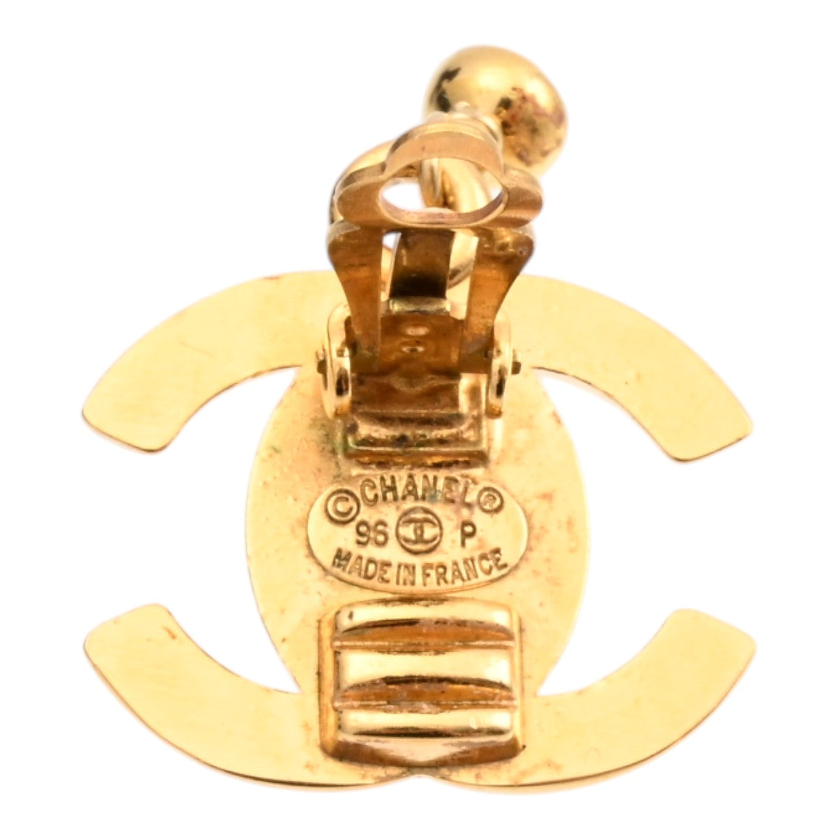 1996 CC Mark Pearl Swing Earrings Gold