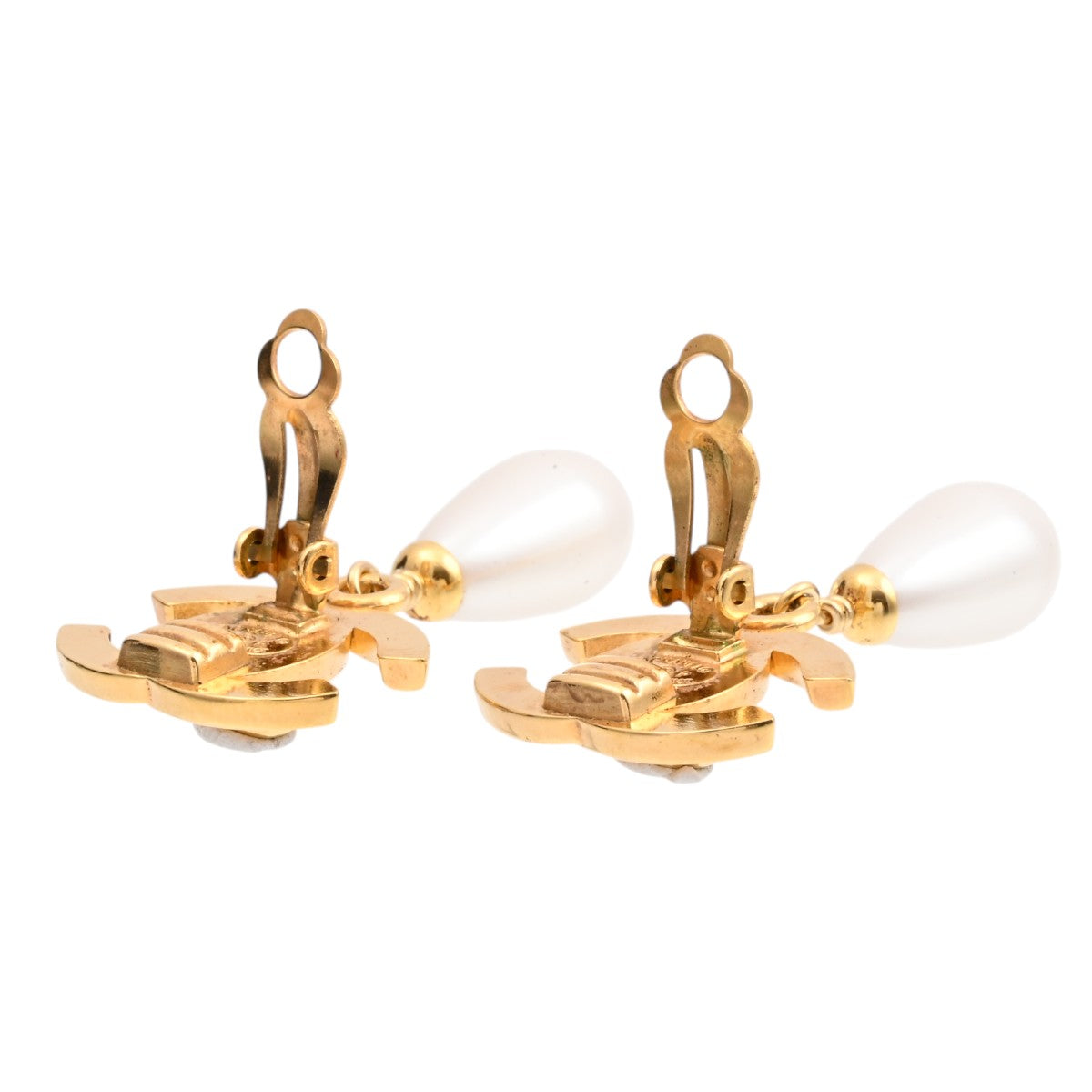 1996 CC Mark Pearl Swing Earrings Gold