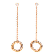 18K Diamond Trinity Earrings Yellow Gold/Rose Gold/White Gold