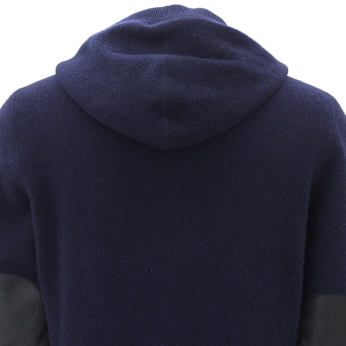 ウールロゴボタンエルボーパッチデザインフーデッドカーディガン #XS ネイビー