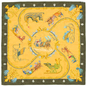 Carre 90 Plumes et Grelots Scarf Green/Yellow/Multi-color