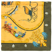 Carre 90 Plumes et Grelots Scarf Green/Yellow/Multi-color