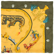 Carre 90 Plumes et Grelots Scarf Green/Yellow/Multi-color