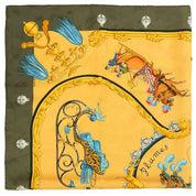 Carre 90 Plumes et Grelots Scarf Green/Yellow/Multi-color